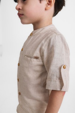 Camisa Infantil Menino Viscolinho Cru 