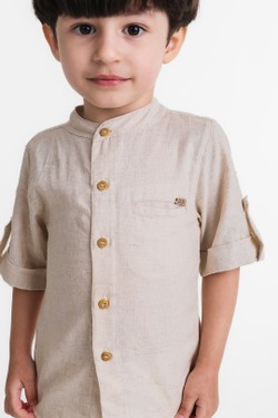 Camisa Infantil Menino Viscolinho Cru 