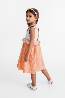 Vestido Infantil Listrado Laranjinha