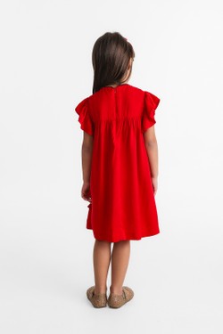 Vestido Infantil Laço E Babado Vermelho