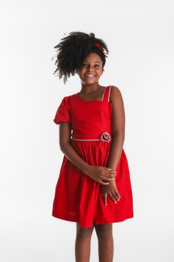 Vestido Infantil Vermelho Assimétrico 