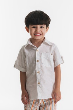 Camisa Infantil Menino Viscolinho Branca