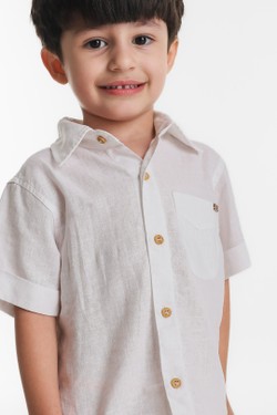 Camisa Infantil Menino Viscolinho Branca