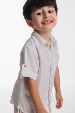 Camisa Infantil Menino Viscolinho Branca