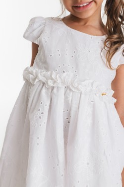 Vestido Infantil Branco Laise Manguinha