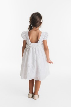 Vestido Infantil Branco Laise Manguinha