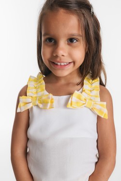 Conjunto Infantil MeninaVichy Amarelo Laço