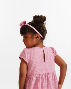 Vestido Infantil Menina Rosa Drapeado com Lacinhos