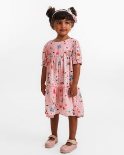 Vestido Infantil Menina Estampa Flora Manga Curta