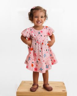Vestido Infantil Menina Estampa Flora Manga Curta