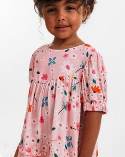 Vestido Infantil Menina Estampa Flora Manga Curta