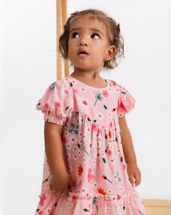 Vestido Infantil Menina Estampa Flora Manga Curta