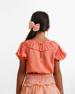 Cropped Infantil Menina Laranja Manguinha