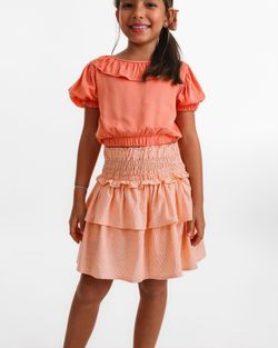 Cropped Infantil Menina Laranja Manguinha