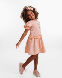 Vestido Infantil Menina Laranja Frufru