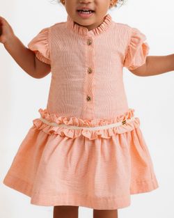 Vestido Infantil Menina Laranja Frufru