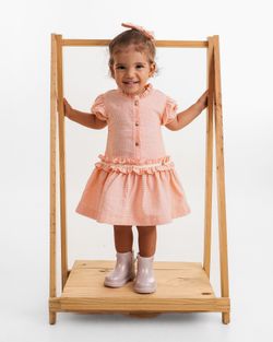 Vestido Infantil Menina Laranja Frufru