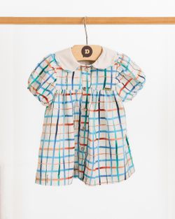 Vestido Infantil Bebê Menina Estampa Xadrez Natureza