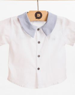 Conjunto Infantil Bebê Menino Camisa e Jardineira Listrada Azul