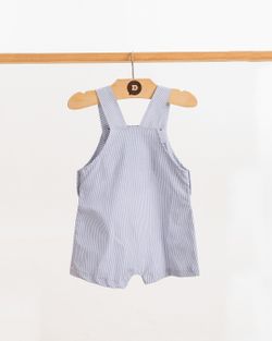 Conjunto Infantil Bebê Menino Camisa e Jardineira Listrada Azul