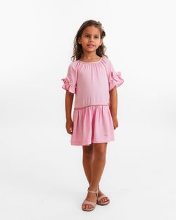 Vestido Infantil Menina Rosa com Laços e Sianinhas