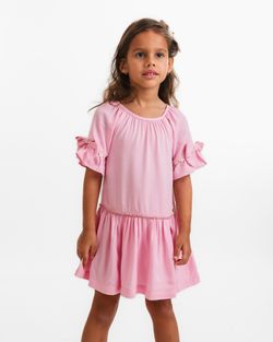 Vestido Infantil Menina Rosa com Laços e Sianinhas