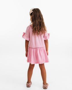 Vestido Infantil Menina Rosa com Laços e Sianinhas