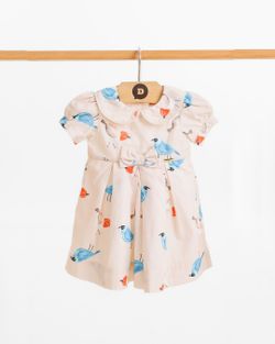 Vestido Infantil Bebê Menina Estampa Pássaros