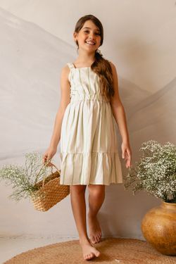Vestido Infantil Menina Listrado Verde