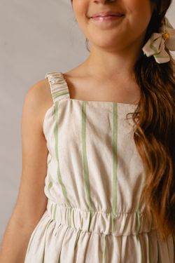 Vestido Infantil Menina Listrado Verde