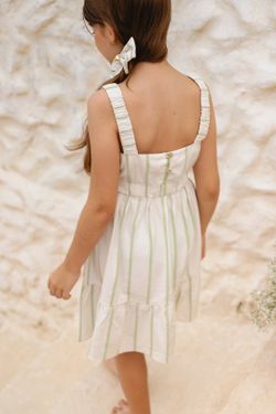Vestido Infantil Menina Listrado Verde