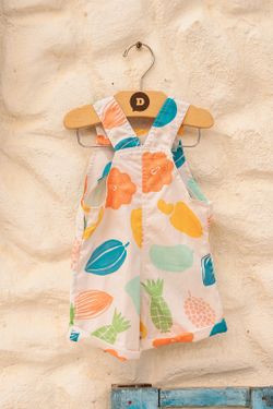 Jardineira Infantil Bebê Menino Estampa Fruta-Cor