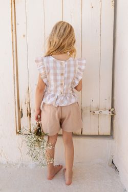 Short Infantil Menina Bege Areia
