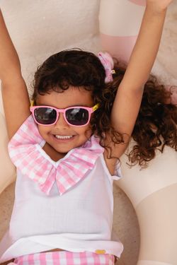 Conjunto Infantil Menina Blusa Gola Vichy e Short Rosa