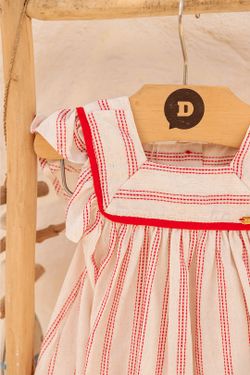 Vestido Infantil Bebê Menina Listrado Vermelho