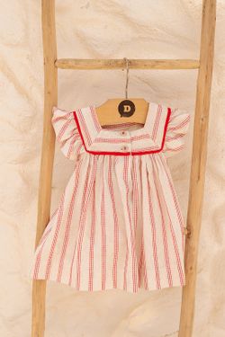 Vestido Infantil Bebê Menina Listrado Vermelho