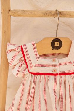 Vestido Infantil Bebê Menina Listrado Vermelho
