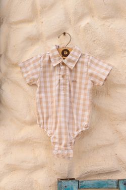 Body Camisa Bebê Vichy Areia