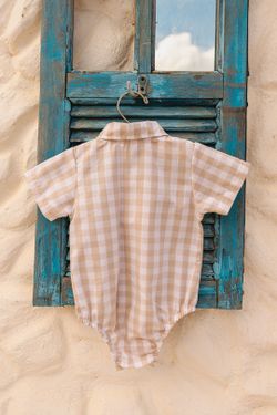 Body Camisa Bebê Vichy Areia