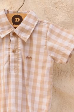 Body Camisa Bebê Vichy Areia
