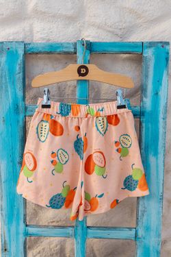 Short Saia Infantil Menina Estampa Quintal da Bahia
