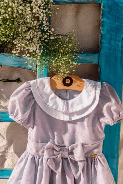 Vestido de Festa Infantil Menina Devorê Floral Lilás