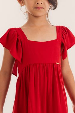 Vestido Infantil Menina Vermelho Fluido