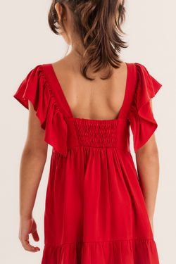 Vestido Infantil Menina Vermelho Fluido