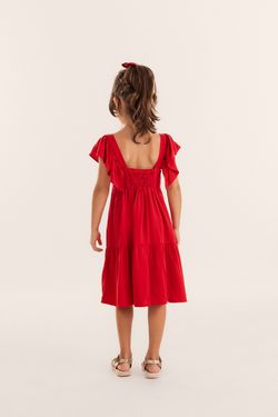 Vestido Infantil Menina Vermelho Fluido