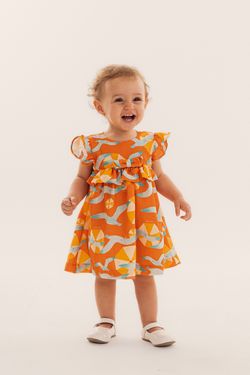 Vestido Infantil Bebê Menina Estampa Praia