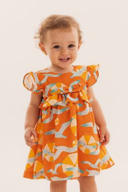 Vestido Infantil Bebê Menina Estampa Praia