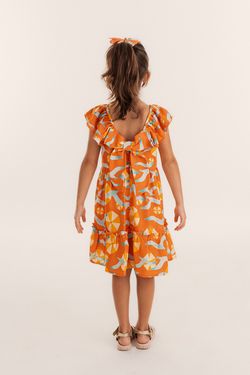 Vestido Infantil Menina Estampa Praia com Laçarote