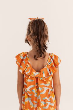 Vestido Infantil Menina Estampa Praia com Laçarote