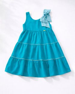 Vestido Infantil Menina Três Marias Azul com Laço